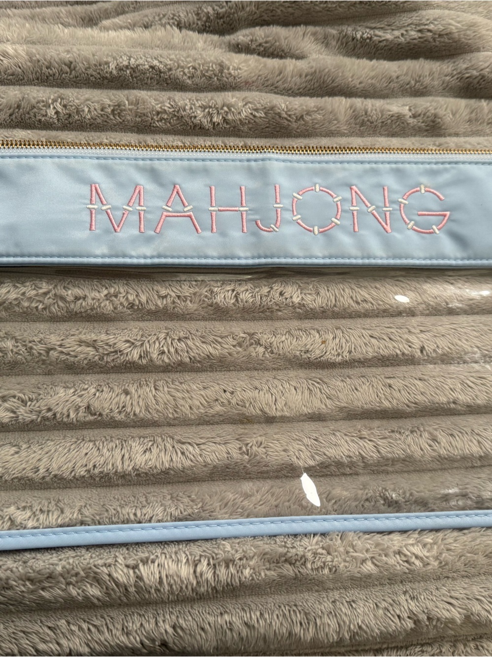 Light Blue Clear OMM tile bag with Pink Embroidery